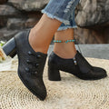 Vintage Block Heel Side Zipper Pumps
