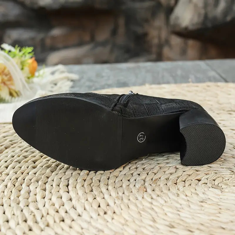 Vintage Block Heel Side Zipper Pumps