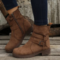 Women's Buckle Strap Decor Boots