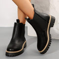 Women's Glossy Chunky Heel Chelsea Boots