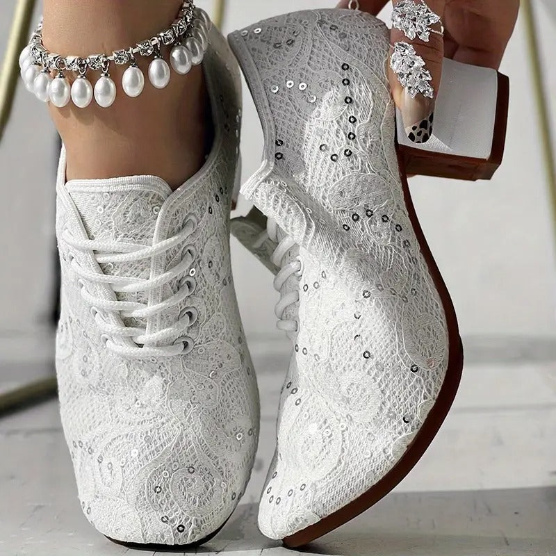 Closed Toe Lace-Up Latin Dance Heels