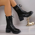 Women's Chunky Heeled Mid Calf Boots