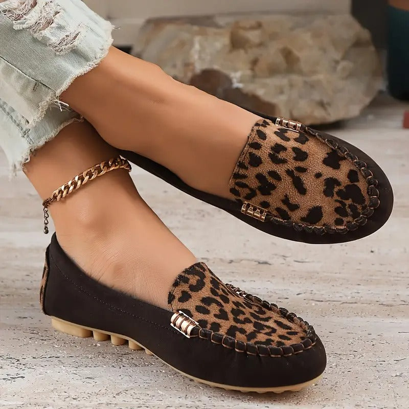 Women's Leopard Print Patchwork Loafers