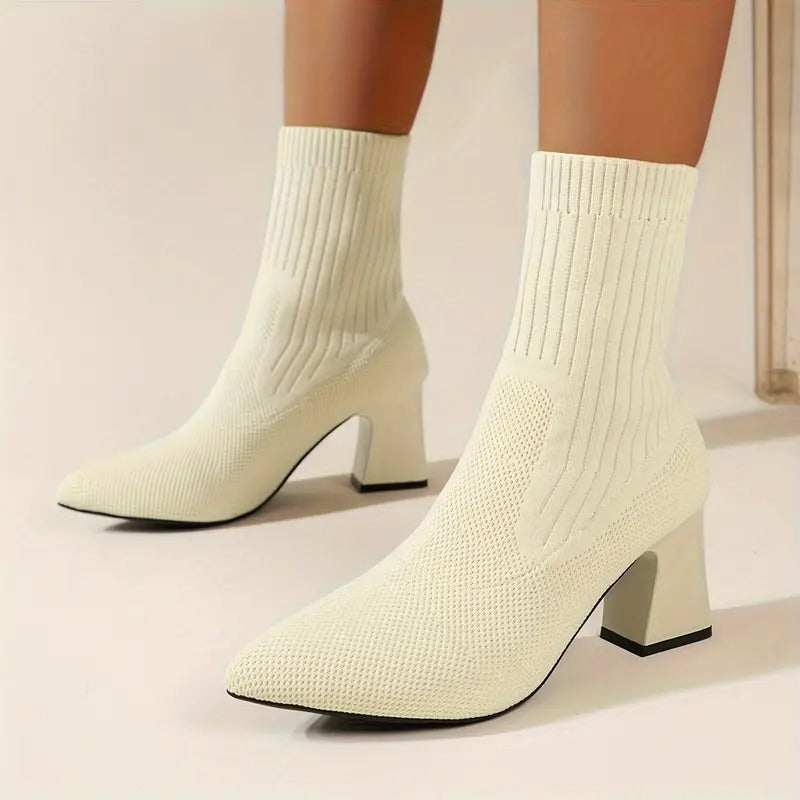 Womens High Heel Chunky Chelsea Boots