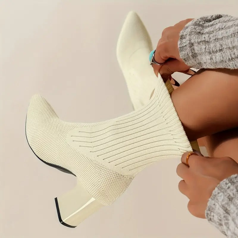 Womens High Heel Chunky Chelsea Boots
