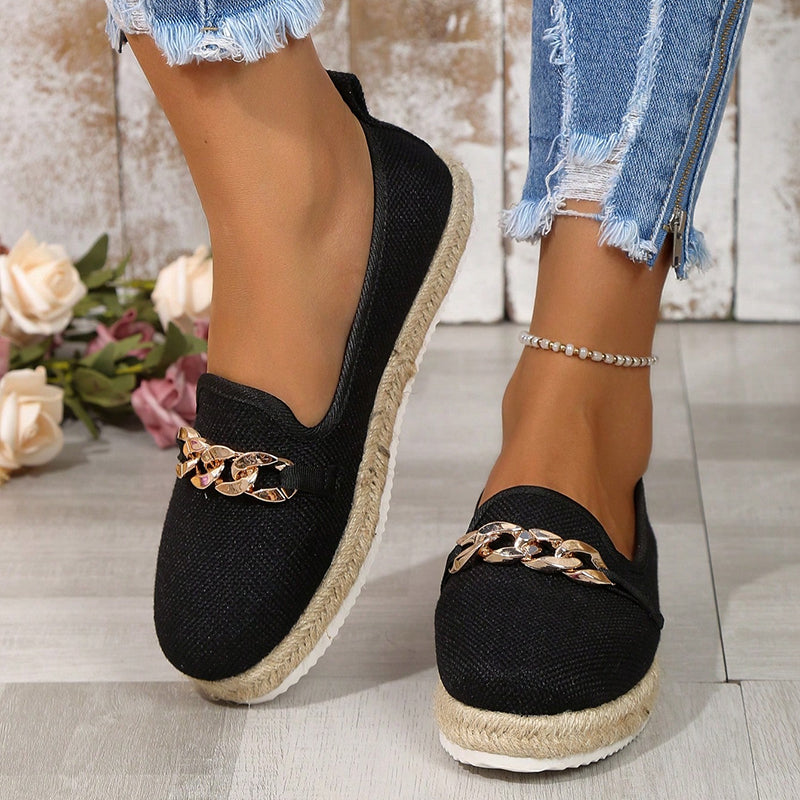 Chain Pattern Thick Sole Loafers