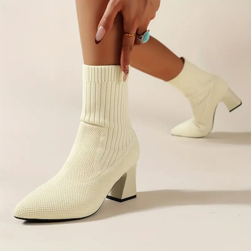Womens High Heel Chunky Chelsea Boots