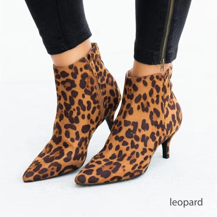 Women's Solid Color Stiletto Heel Ankle Boots
