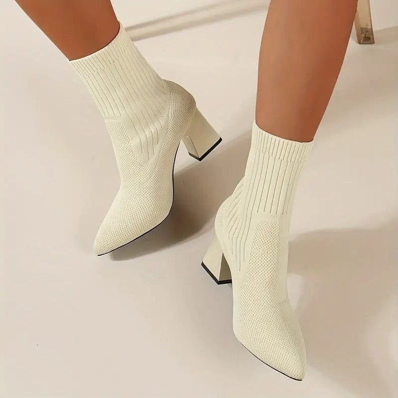 Womens High Heel Chunky Chelsea Boots