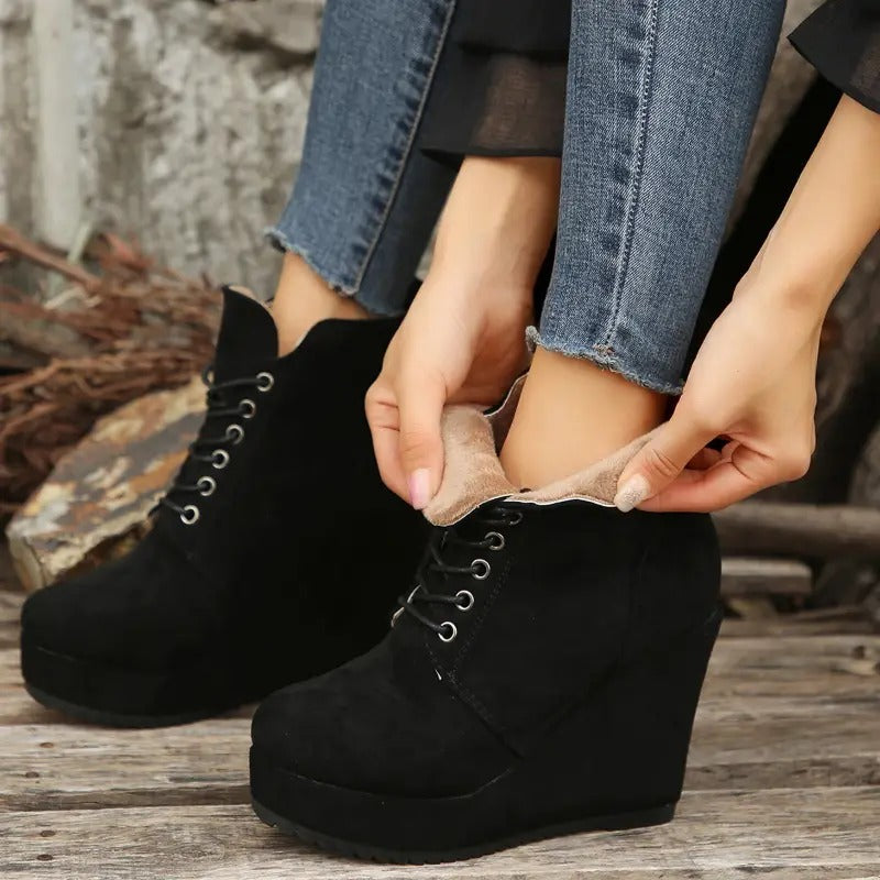 Women's Solid Color Fuzzy Boots
