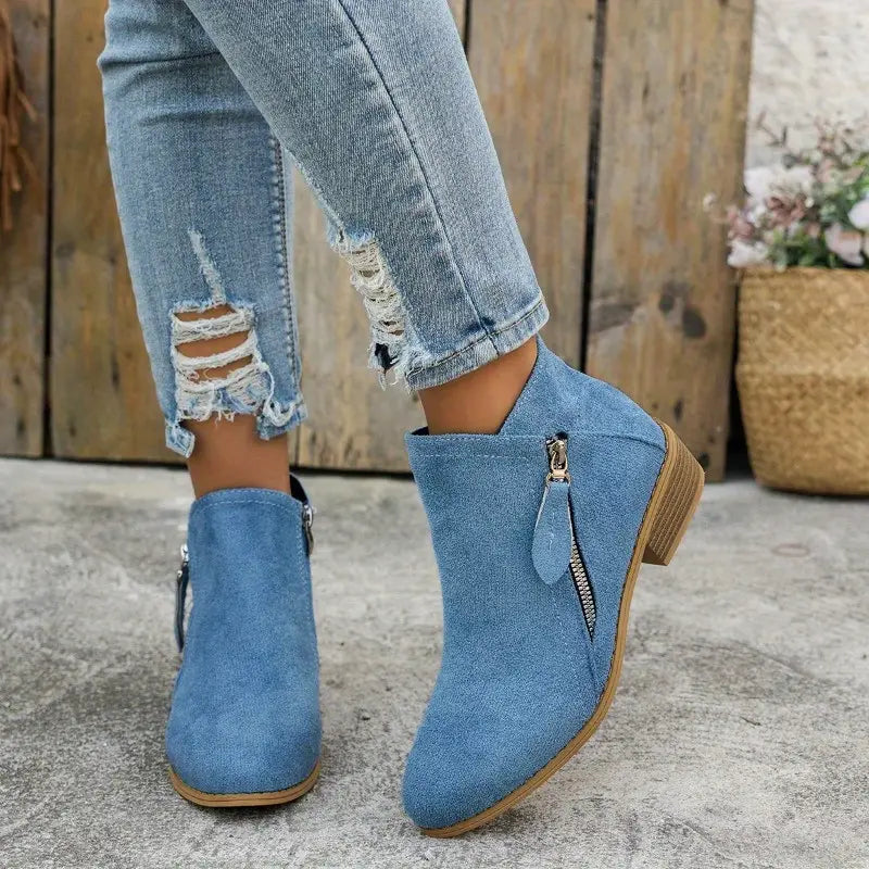 Vintage Style Fabric Ankle Boots