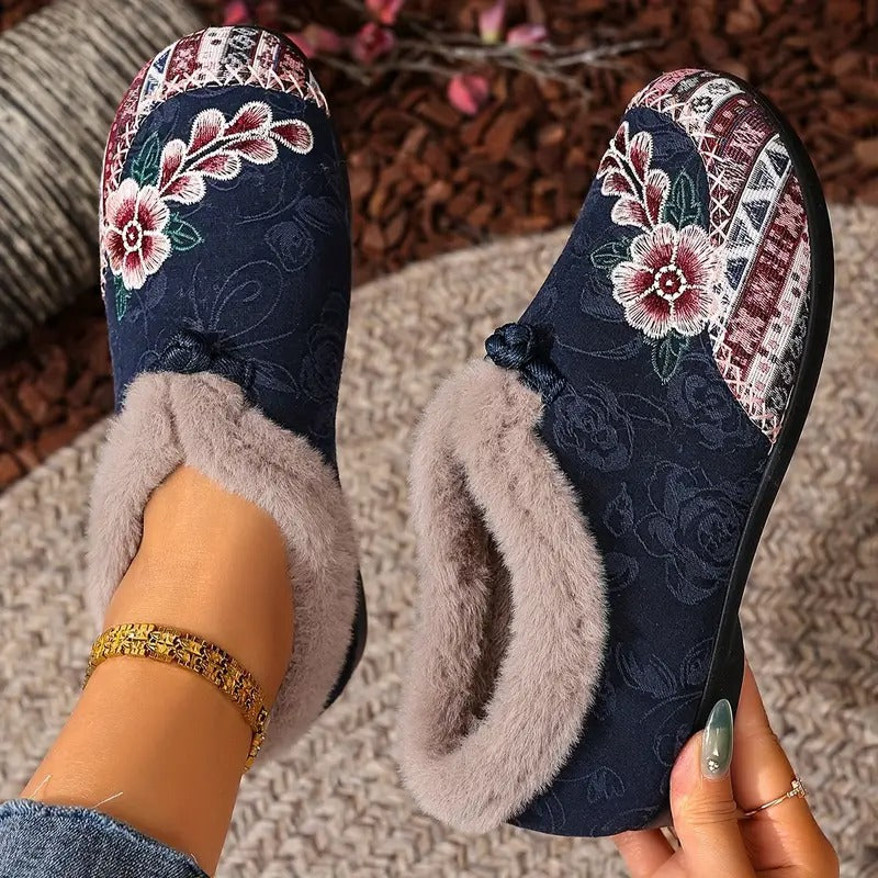 Women's Warm Floral Ankle Boots