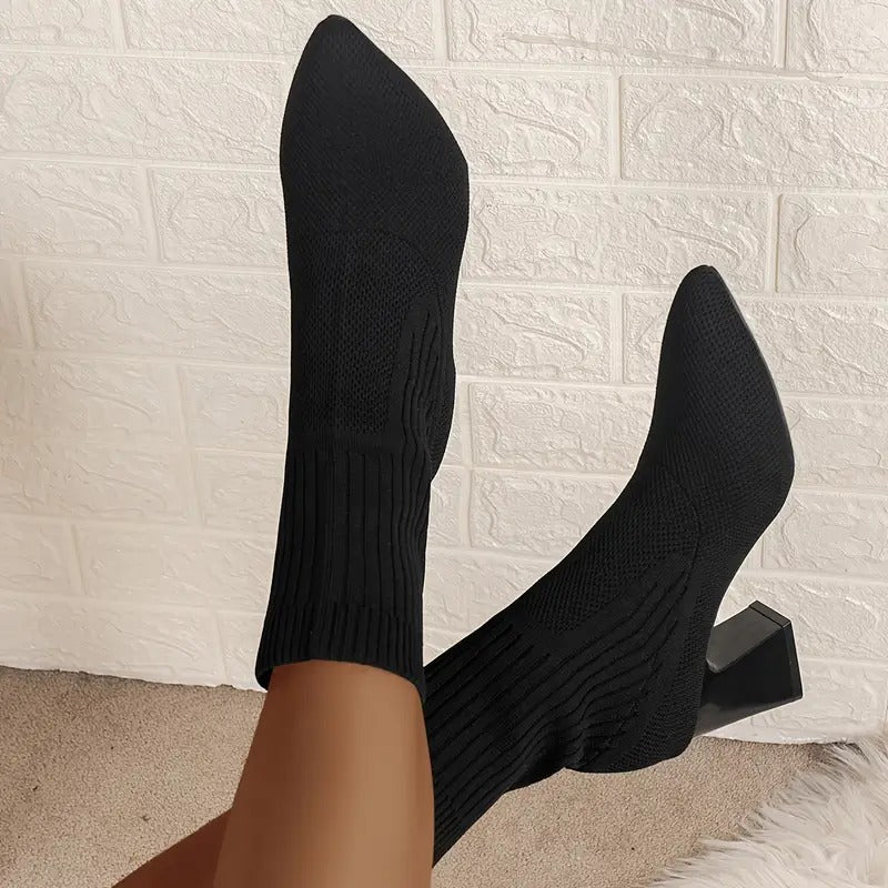 Womens High Heel Chunky Chelsea Boots
