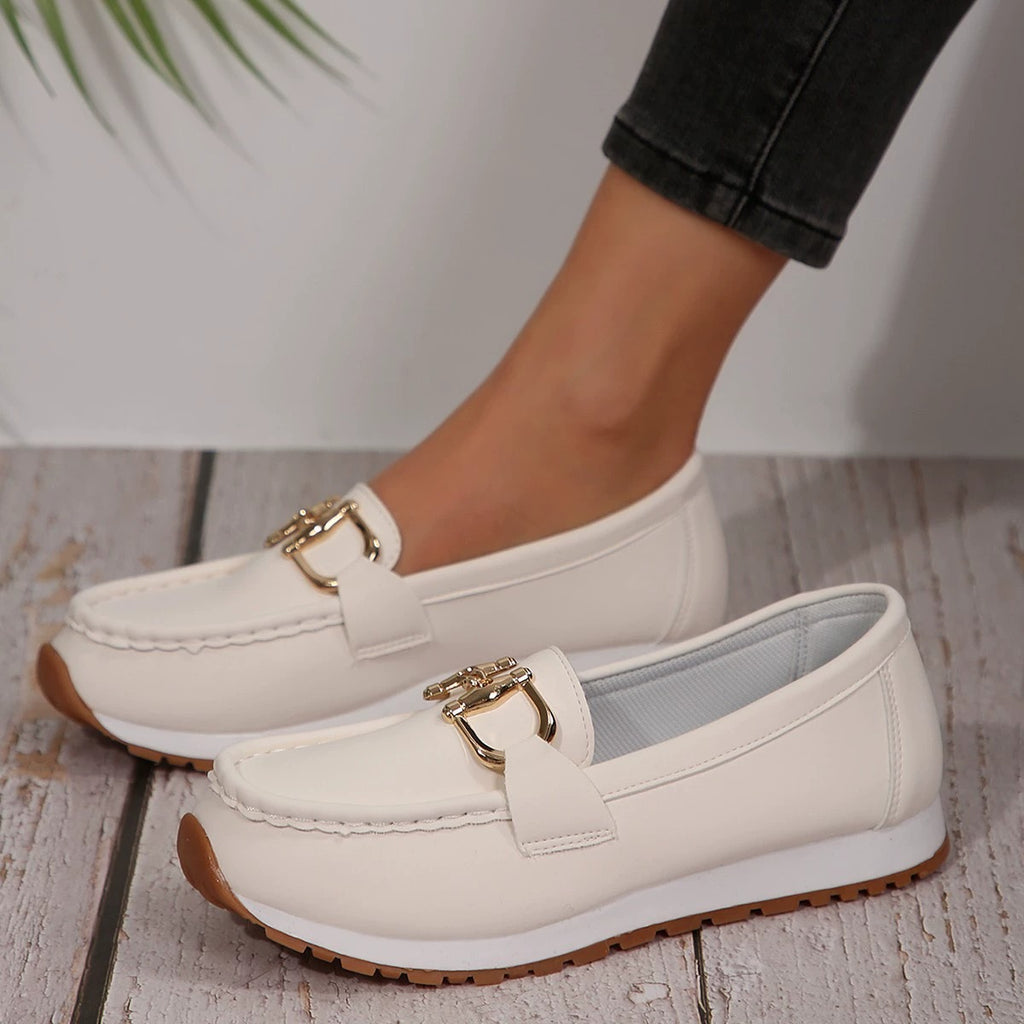Women's Metallic Buckle Casual Loafers