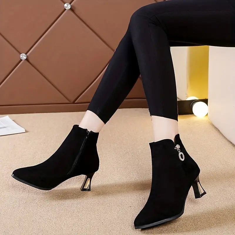 Chic Women's Rhinestone Block Heel Chelsea Boots