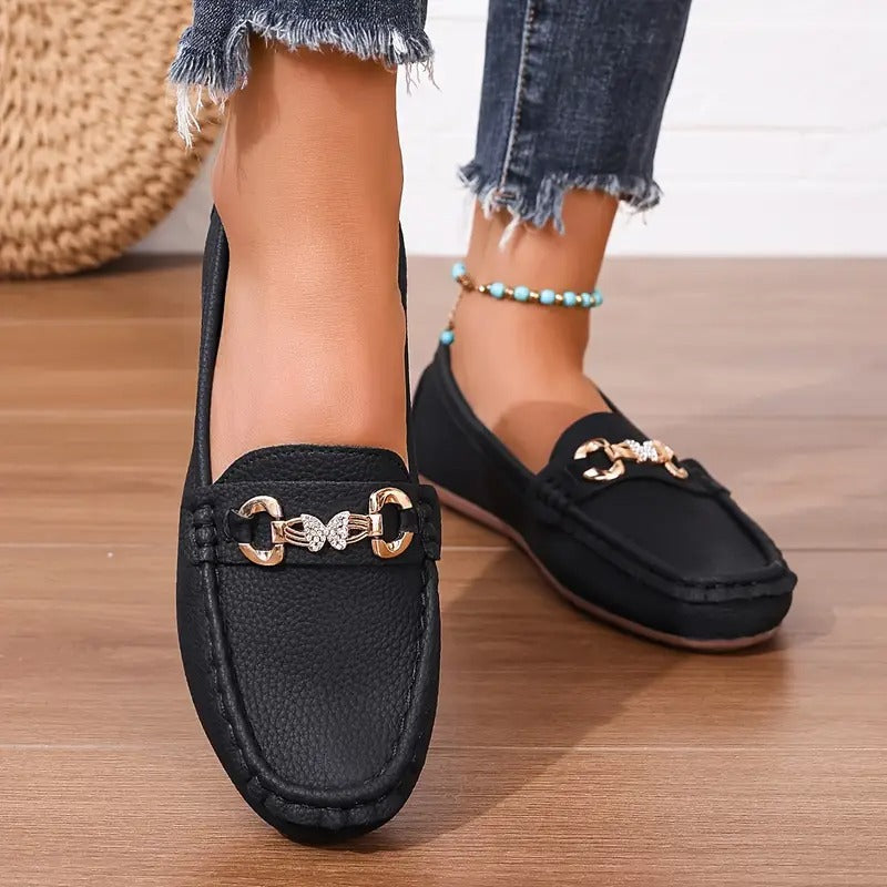 Butterfly Diamond Strap Loafers