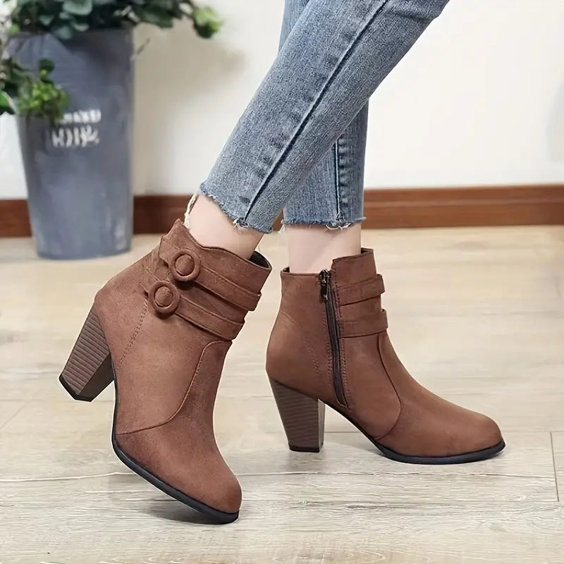 Chic Women's Rhinestone Block Heel Chelsea Boots