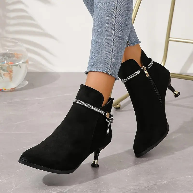 Dazzling Rhinestone Stiletto Heeled Boots