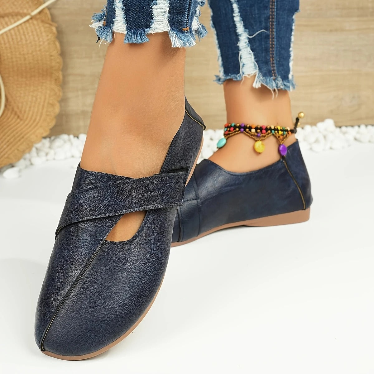 Women's Leather Velcro Comfort Shoes