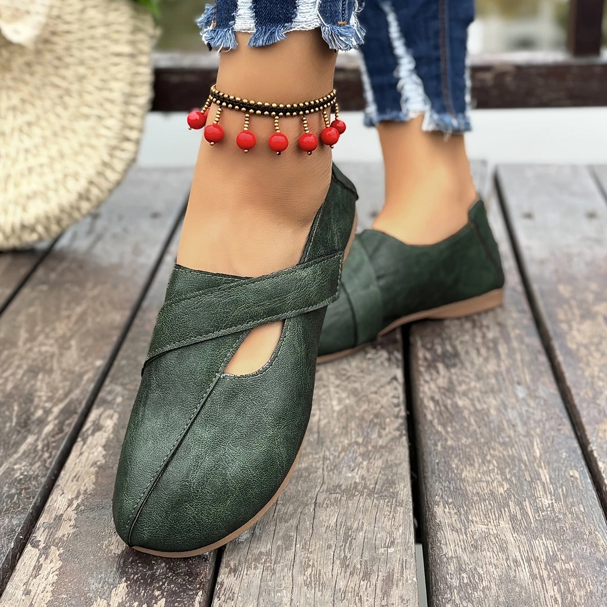 Women's Leather Velcro Comfort Shoes