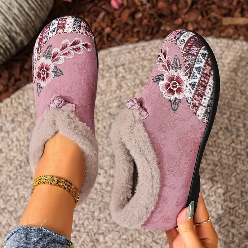 Women's Warm Floral Ankle Boots