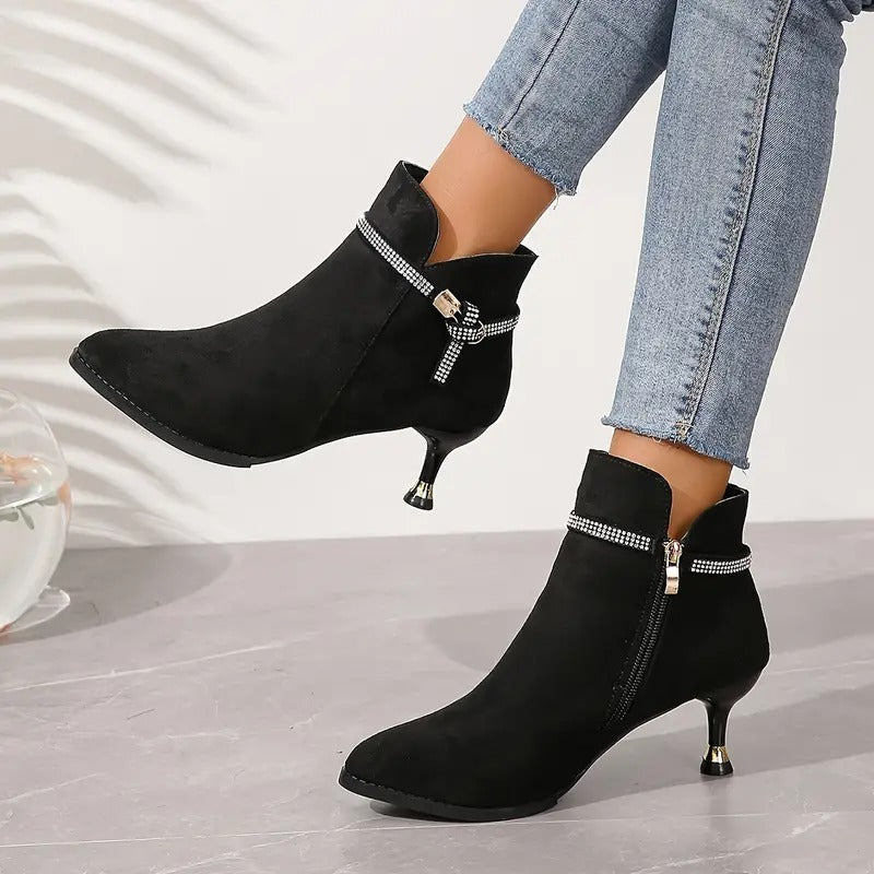 Dazzling Rhinestone Stiletto Heeled Boots