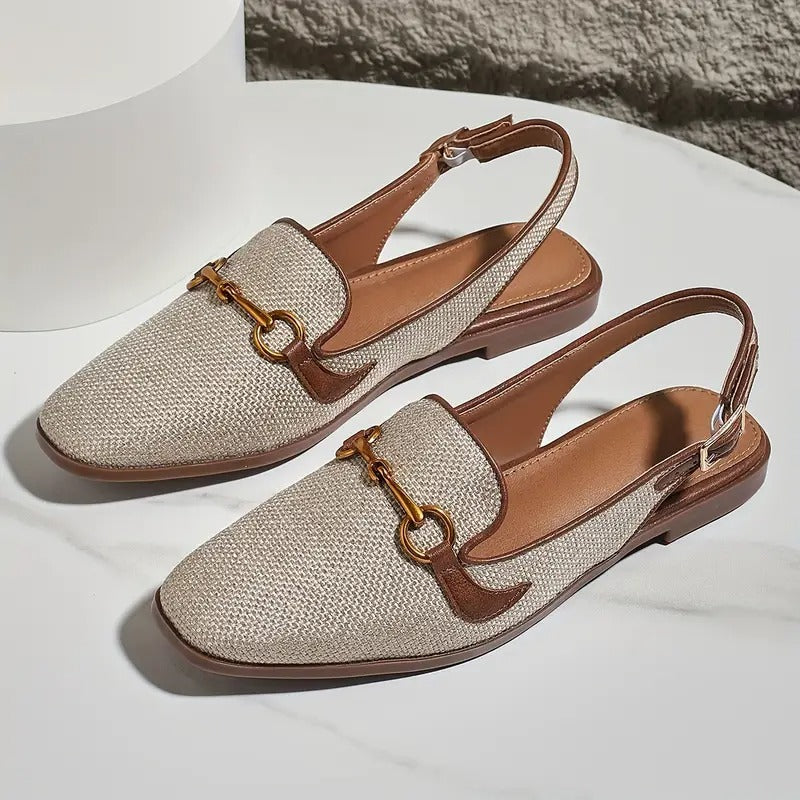 Women's Metallic Buckle Decor Flat Sandals