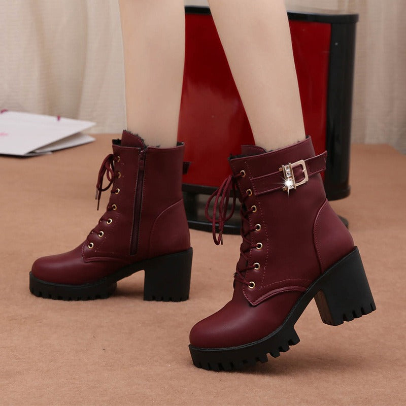 Rhinestone Waterproof Fleece Martin Boots