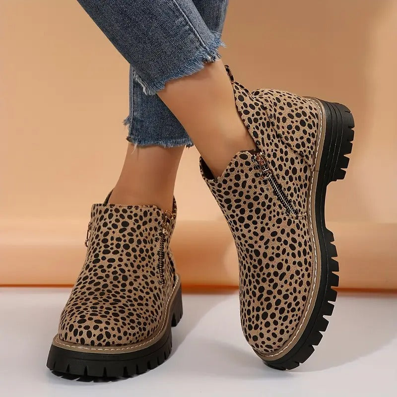 Women's Golden-Tone Zipper Ankle Boots