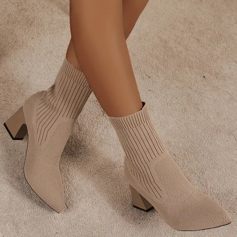 Womens High Heel Chunky Chelsea Boots
