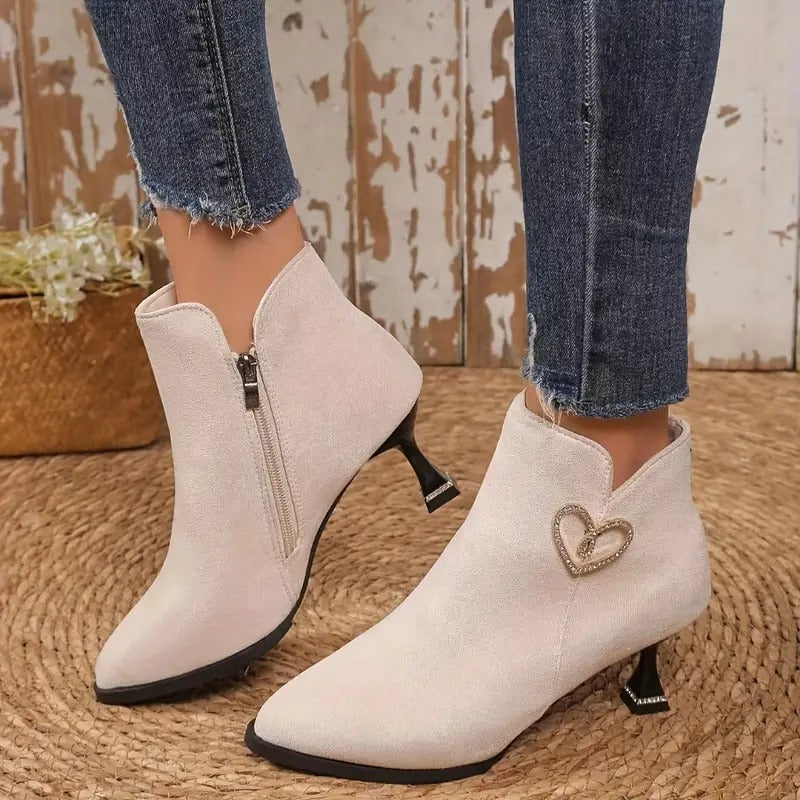 Elegant High Heeled Ankle Zipper Boots