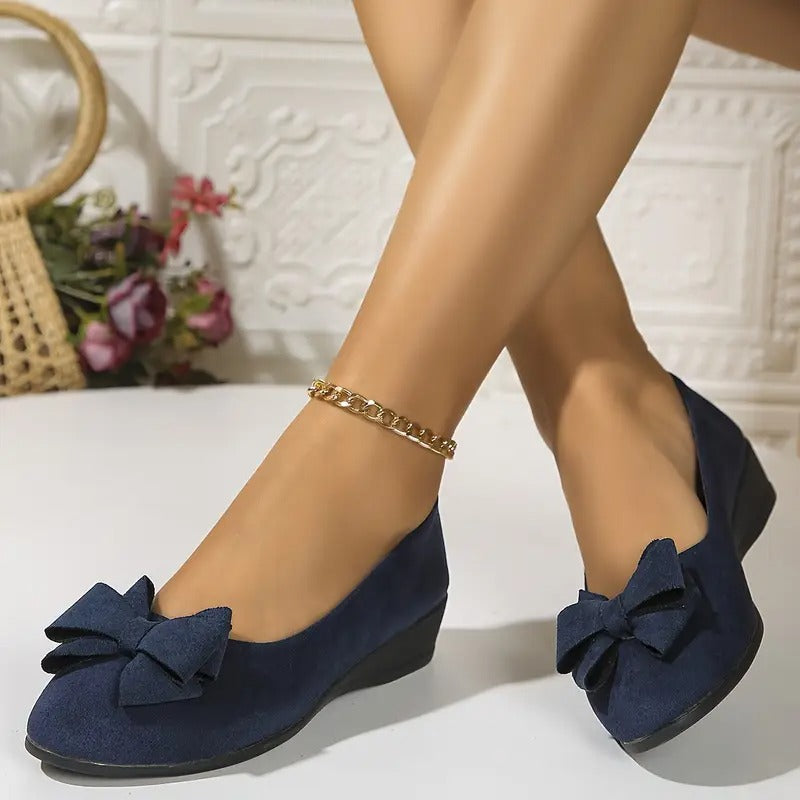 Bowknot Decor Wedge Heeled Shoes