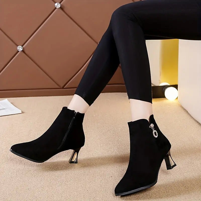 Chic Women's Rhinestone Block Heel Chelsea Boots