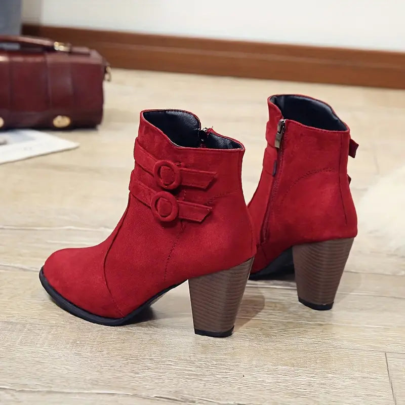 Chic Women's Rhinestone Block Heel Chelsea Boots