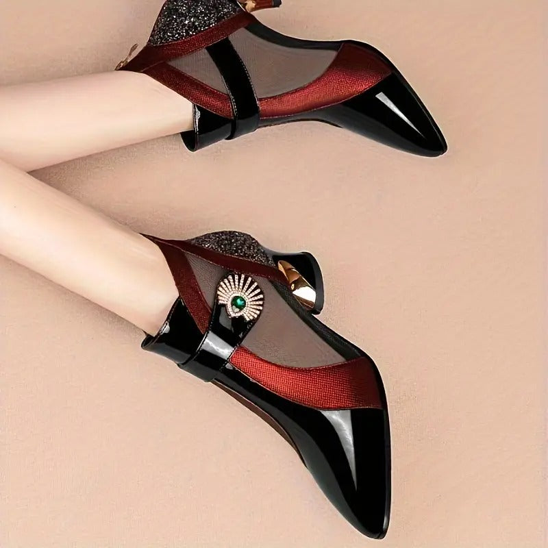 Women's Rhinestone Band Mesh Boots