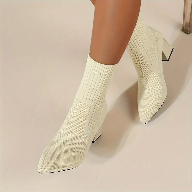 Womens High Heel Chunky Chelsea Boots