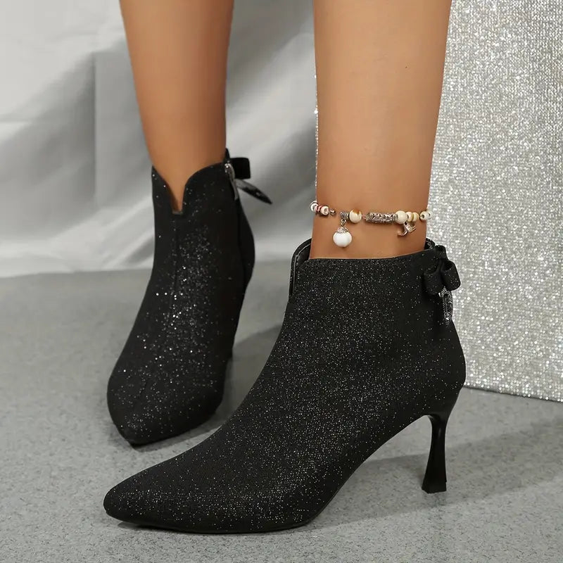Women's Zip Up Chic Bowknot Boots