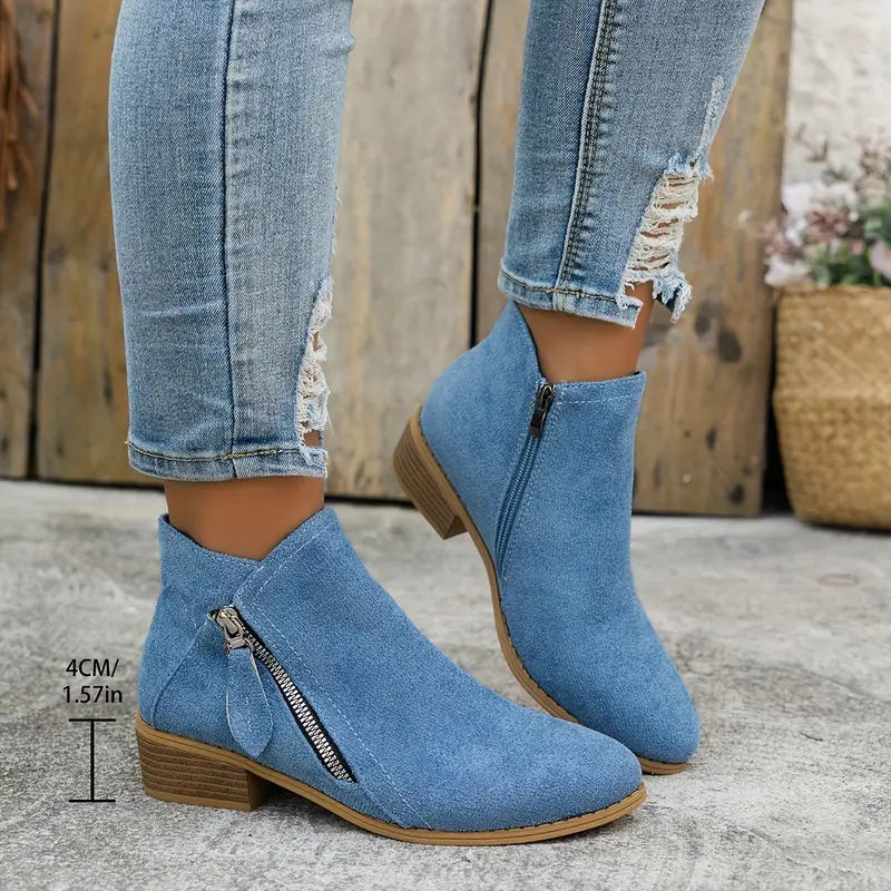 Vintage Style Fabric Ankle Boots