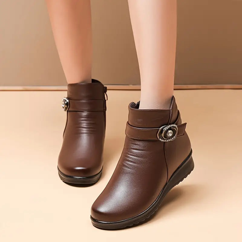 Womens Solid Color Luxurious Fuzzy Boots