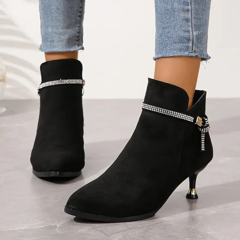 Dazzling Rhinestone Stiletto Heeled Boots
