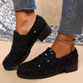 Women's Sequins Decor Chunky Heel Loafers