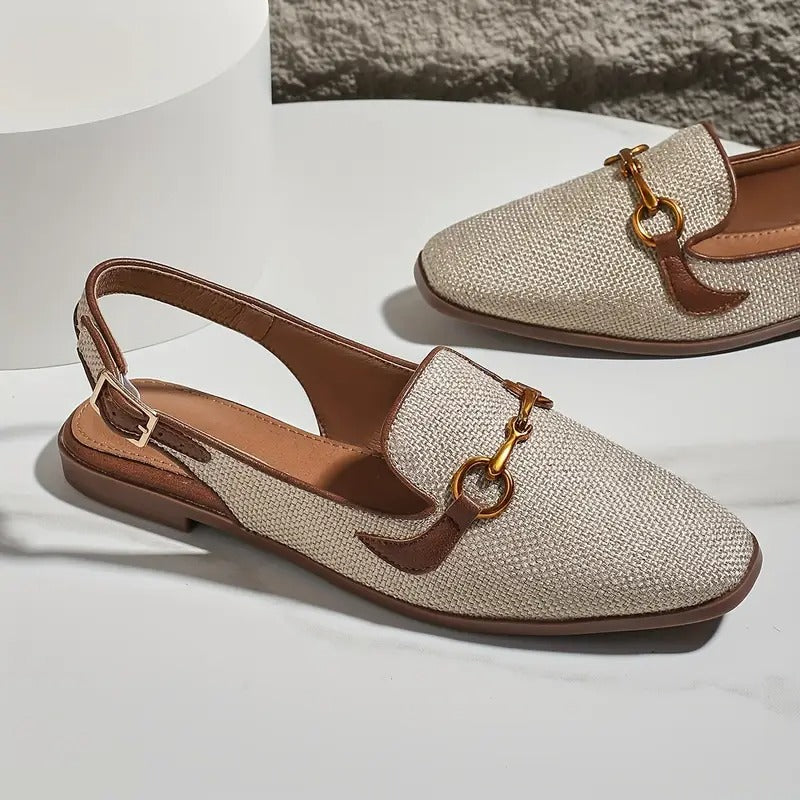Women's Metallic Buckle Decor Flat Sandals