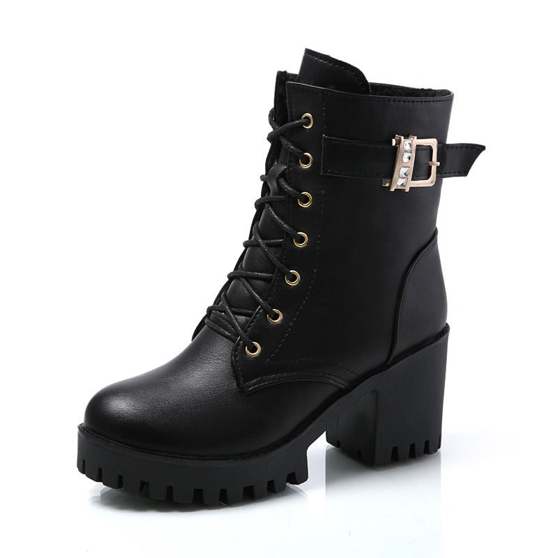 Rhinestone Waterproof Fleece Martin Boots
