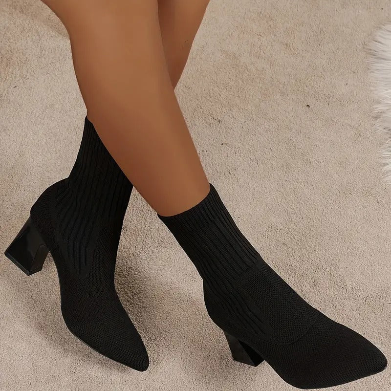 Womens High Heel Chunky Chelsea Boots