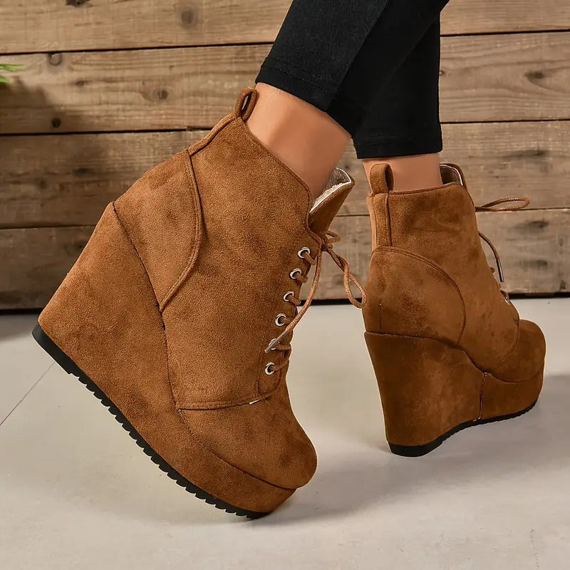 Women's Solid Color Fuzzy Boots