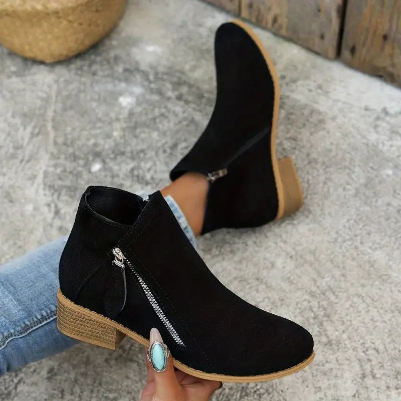 Vintage Style Fabric Ankle Boots
