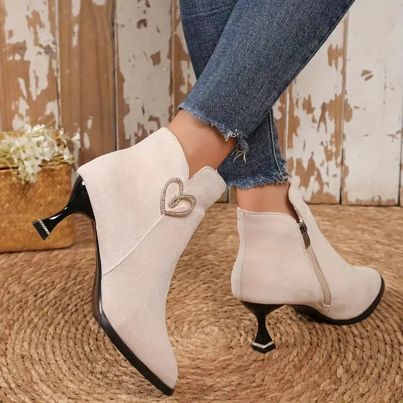 Elegant High Heeled Ankle Zipper Boots