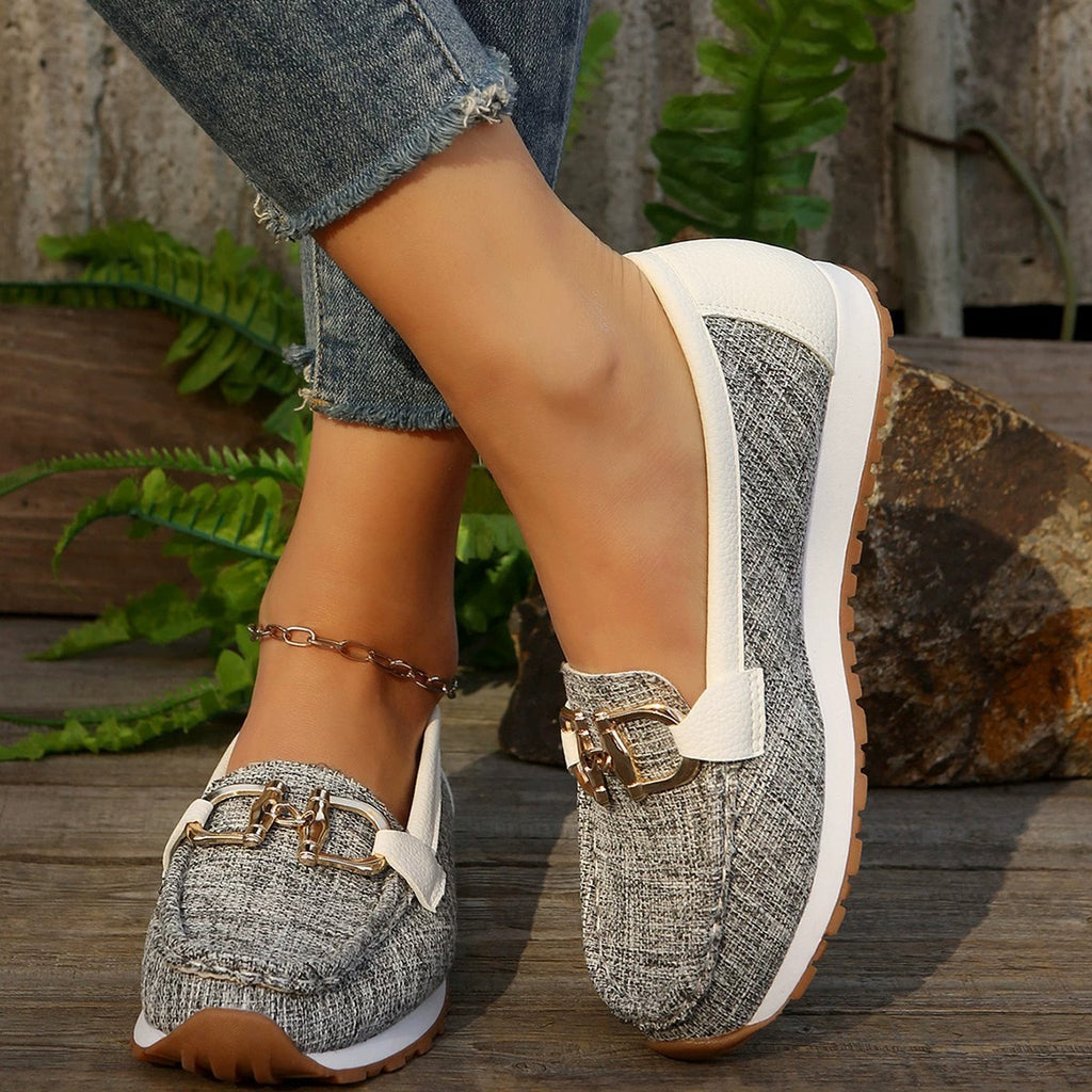 Women's Metallic Buckle Casual Loafers