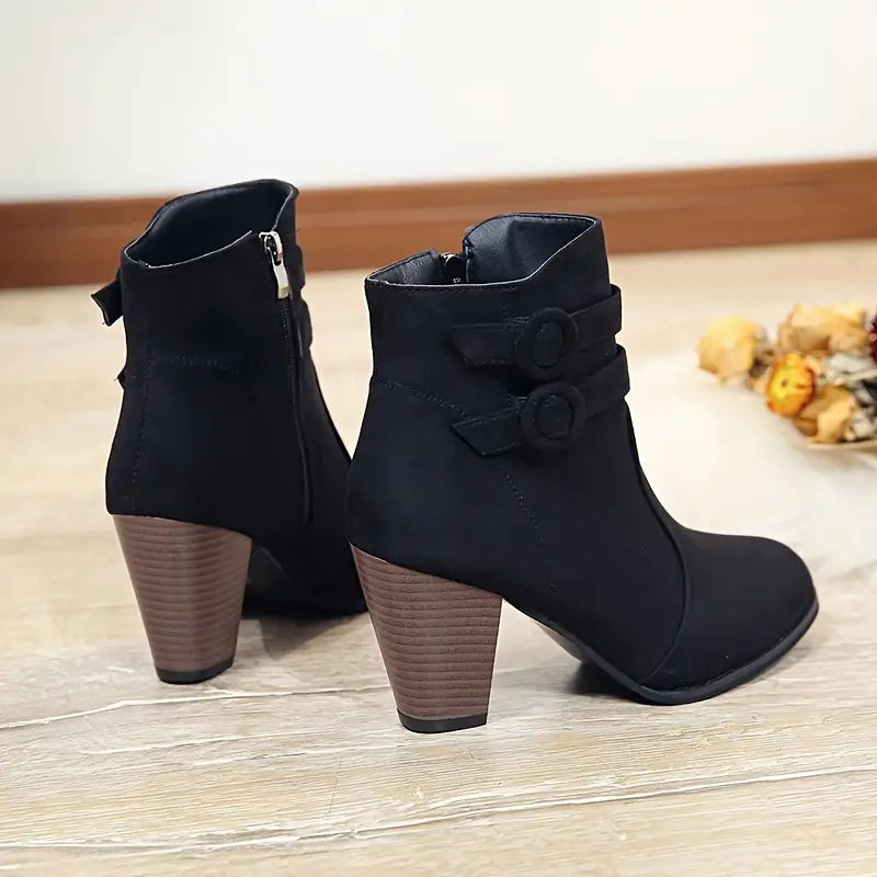 Chic Women's Rhinestone Block Heel Chelsea Boots