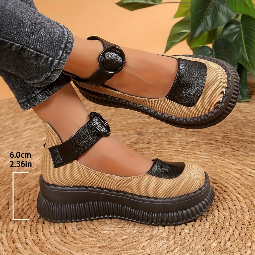 Retro Style Leather Wedge Loafers